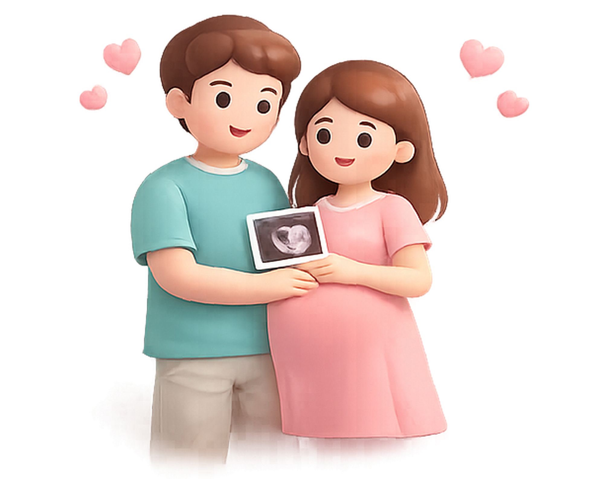 Scène illustrée de couple avec échographie